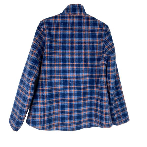 VTG Ellen Ortan Wool Blend Jacket Women M Blue Plaid Sherpa Lined Zip Lumberjack - Picture 2 of 9